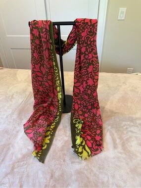 Banana Republic Pink & Green Floral Print Women's Scarf